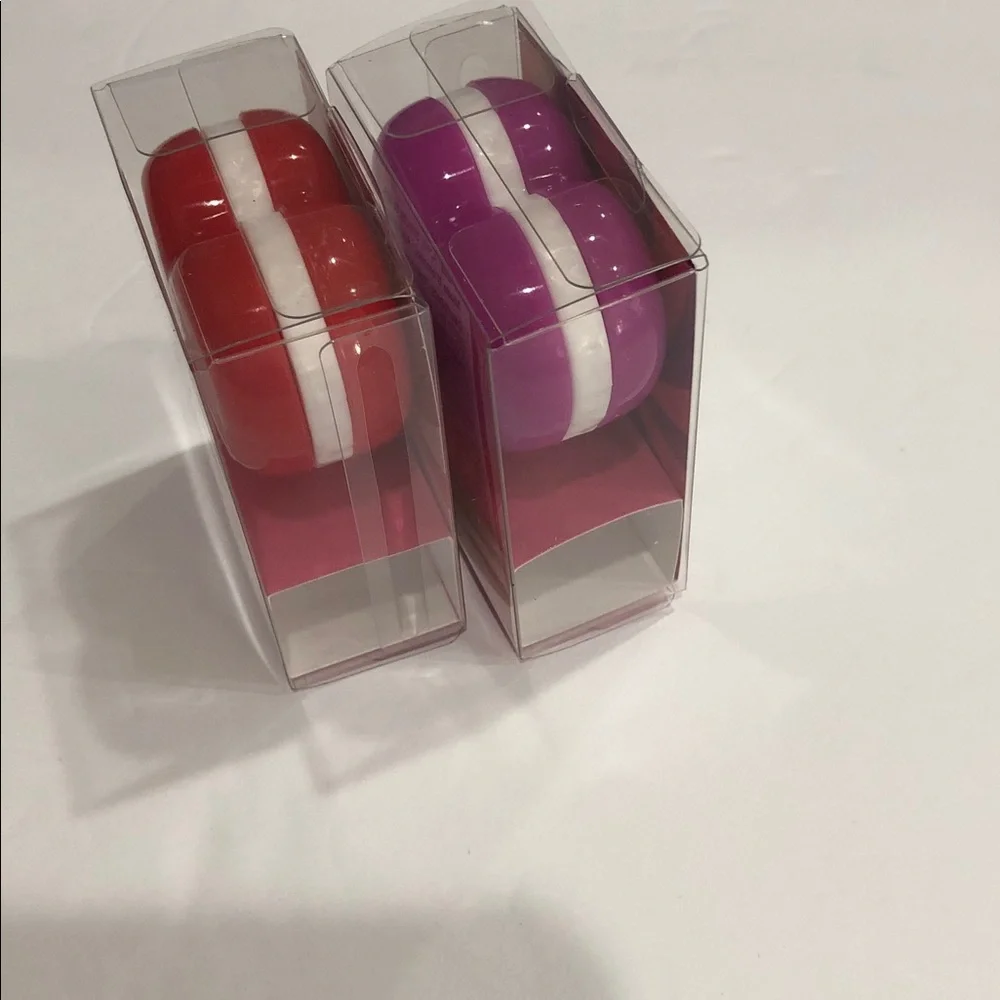 2pack Sweet Cherry and Grape Berry flavored red and purple heart shape lip gloss